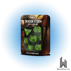 SET OF 7 SILICONE DICE: RED DRAGON STORM GREEN SCALES